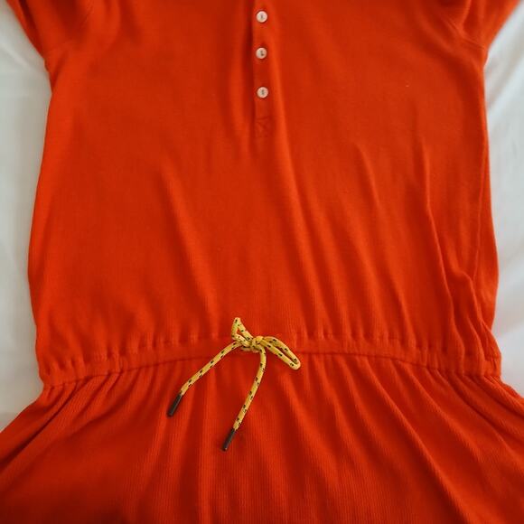 Polo Ralph Lauren Women L Sweat Dress Orange Long Sleeve Drawstring Waist Hoodie - Picture 5 of 13